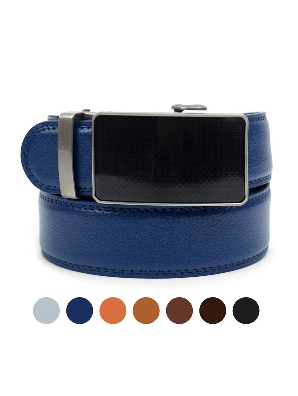 MGLBB25-BT Sliding Buckle 46" Men's Genuine Leather Strap Ratchet British Belt
